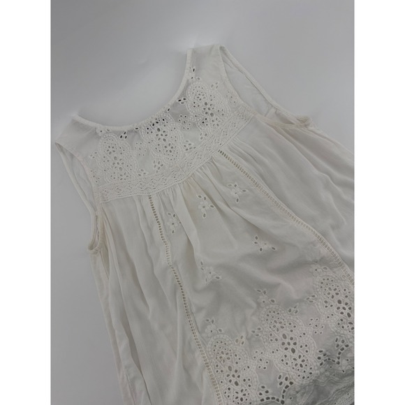 Knox Rose White Sleeveless Embroidered Eyelet Tank Top Women's Size M - Picture 1 of 6